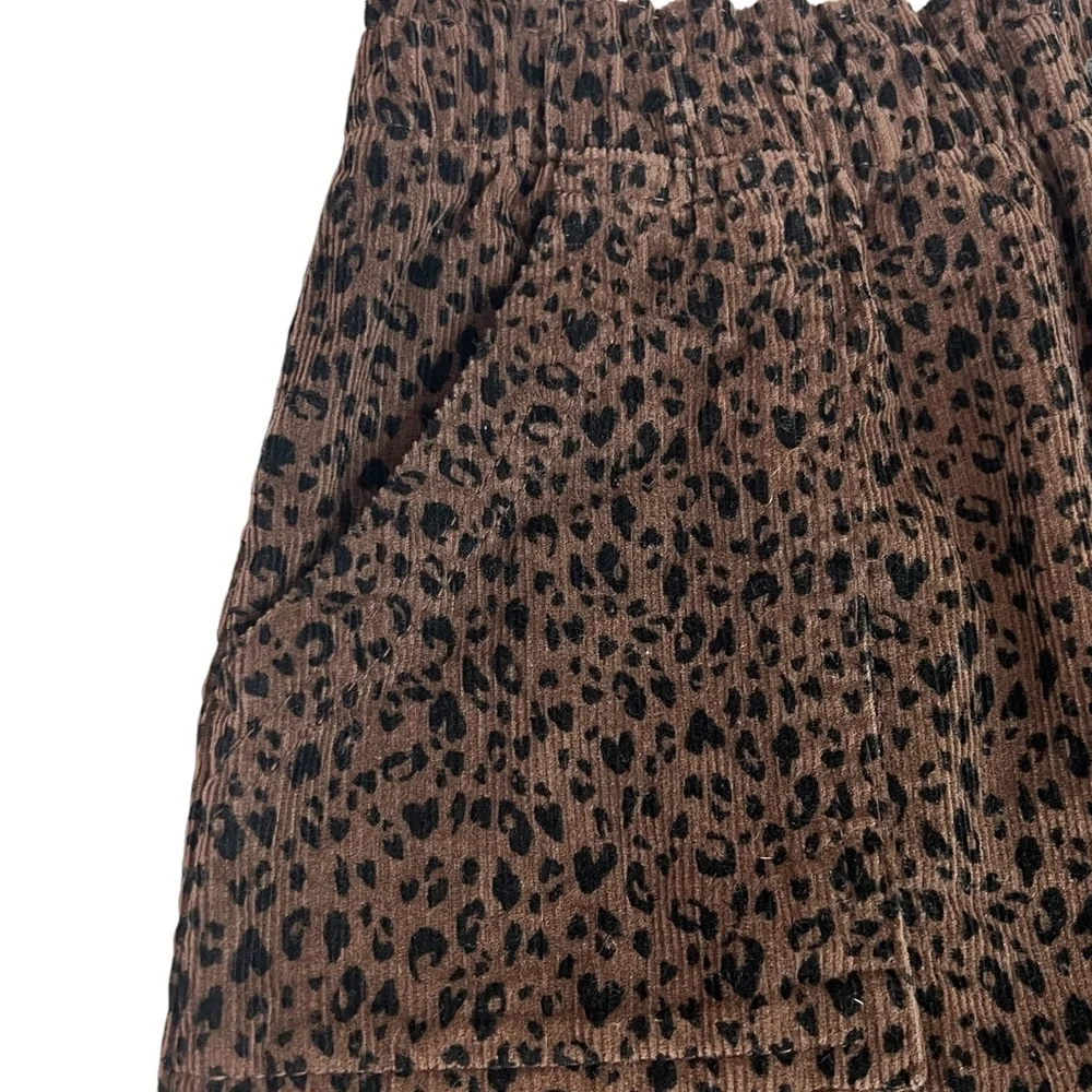 Old Navy Girls Size Medium/8 High-Waisted A-Line Brown Cheetah‎ Corduroy Skirt